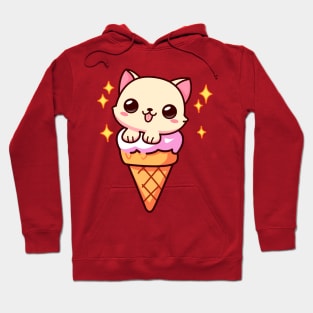 Cute Kitten In An Ice Cream Hoodie